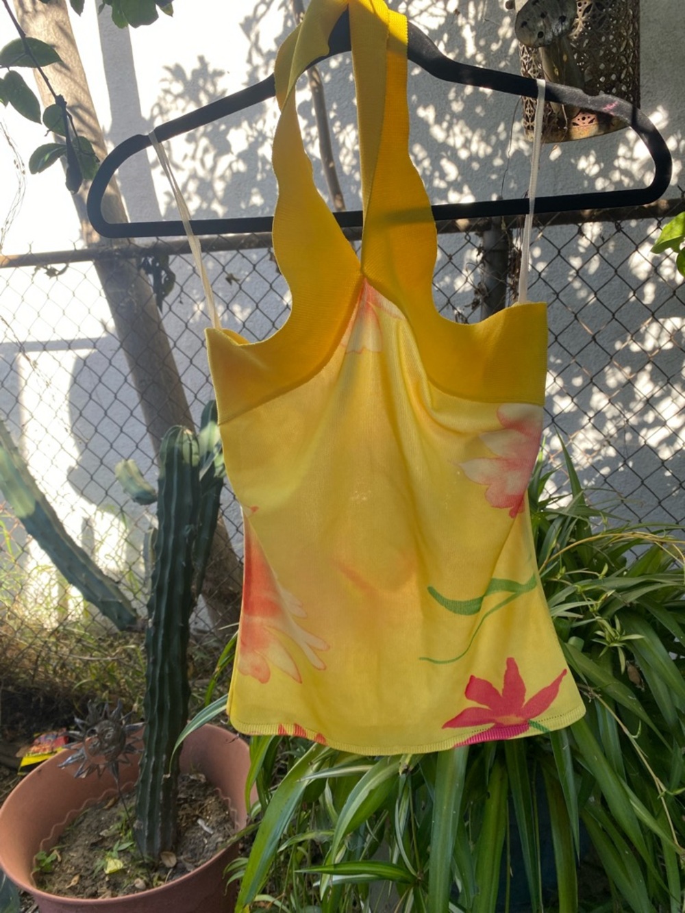 Yellow Floral Halter Women's Top